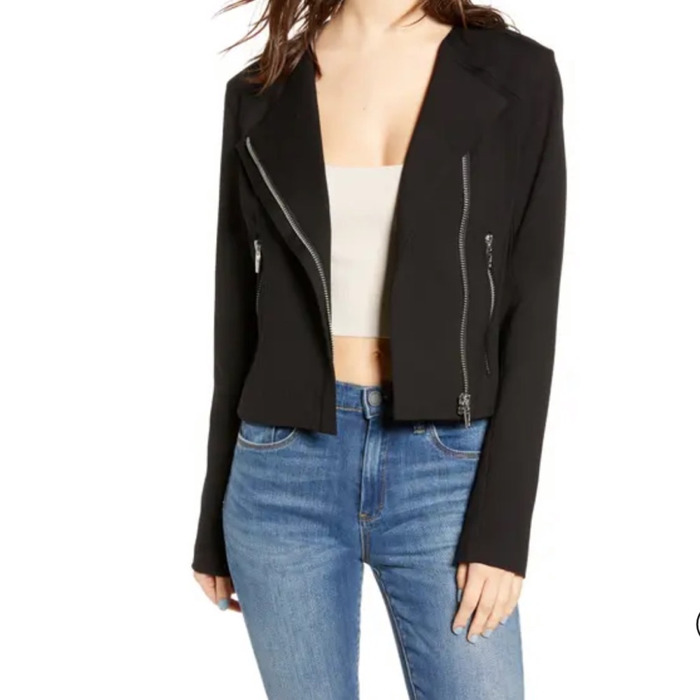 NWT S BLANKNYC Collarless Ponte Moto Jacket